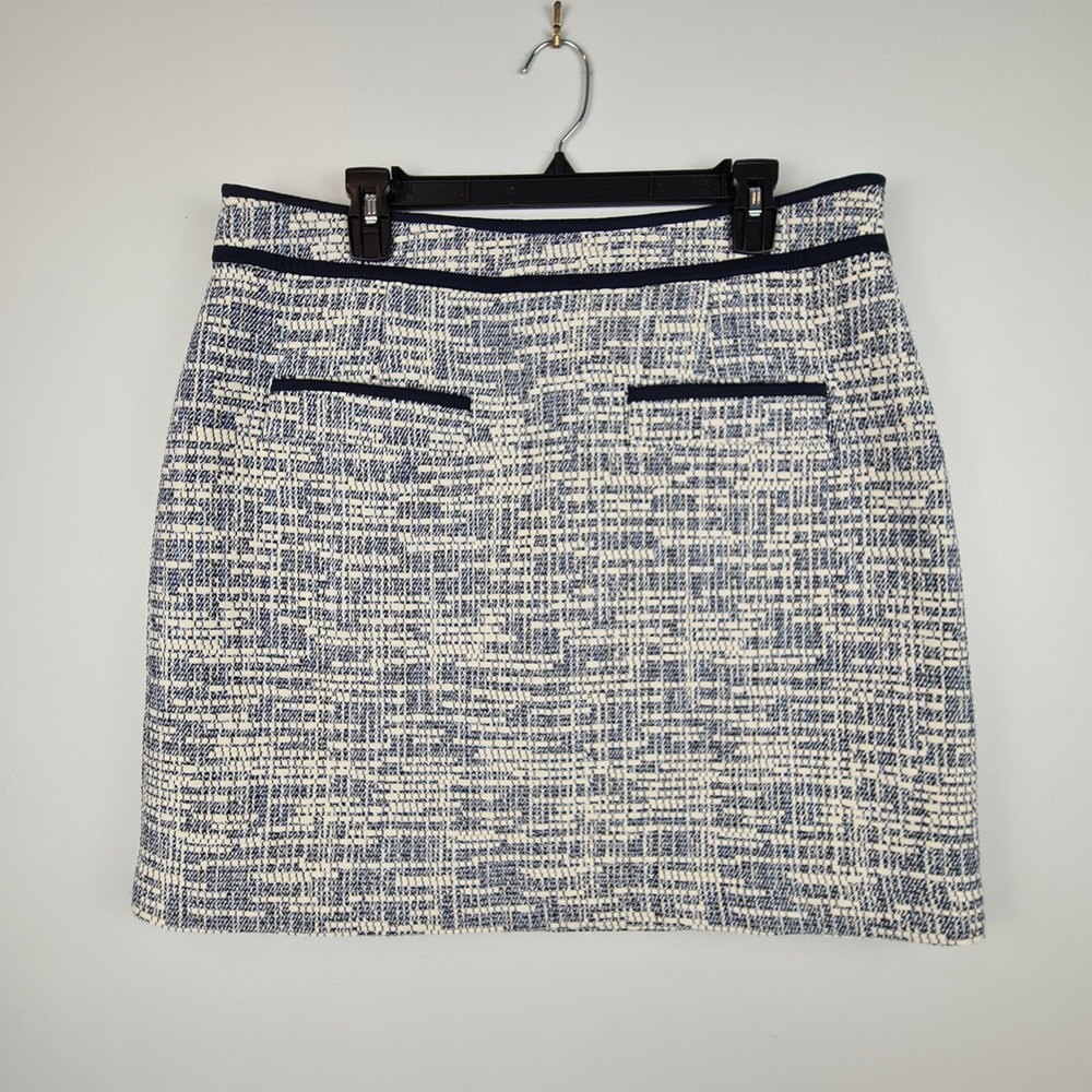 Boden‎ Cecelia Womens Navy Blue White Textured Tweed Mini Skirt Size US 12 UK 16